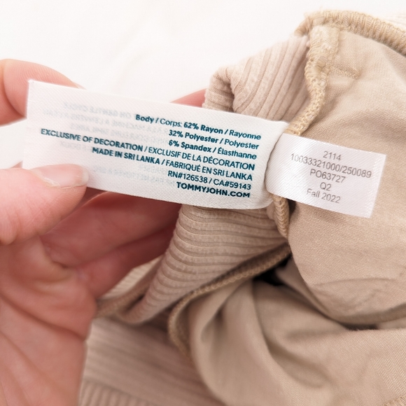 Tommy John Zen Ribbed Pants Size Large - Picture 11 of 12